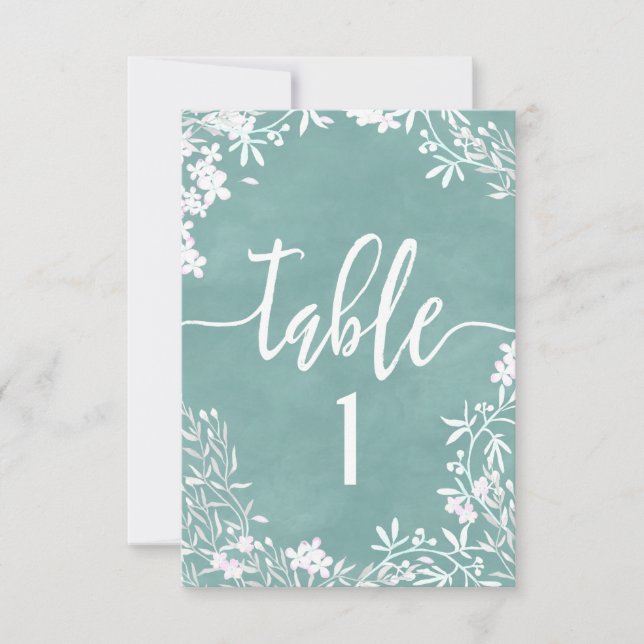 Tableau de numéros de table à fleurs blanches de n (Devant)