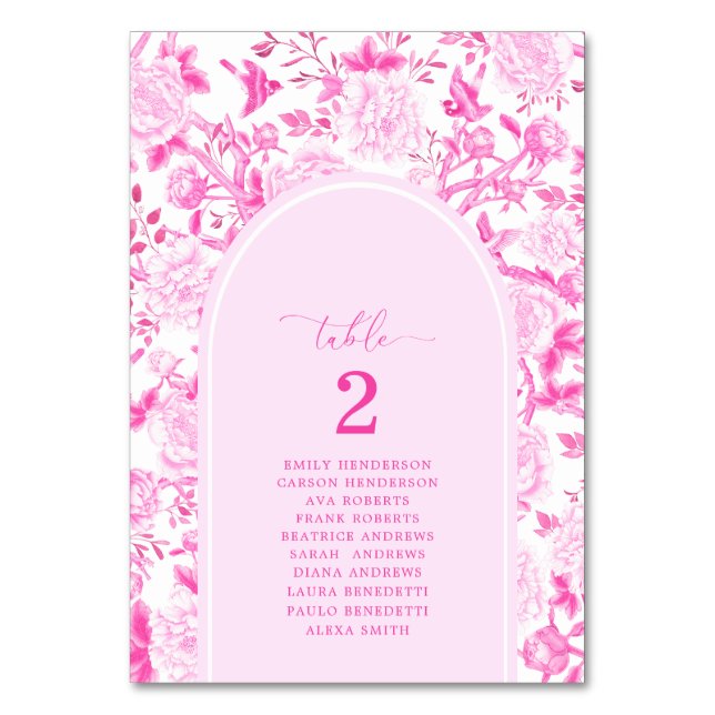 Tableau de numéros de table en fuchsia chinoiserie (Par défaut)