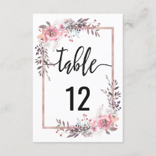 Tableau de numéros de table et plan de table Rose