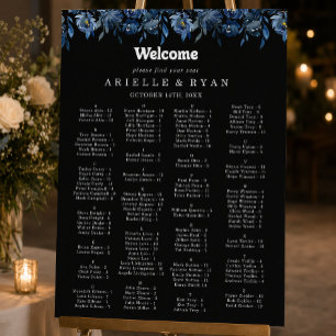 Tableau de placement alphabétique floral bleu de l