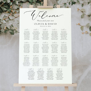 Tableau de placement de bienvenue pour 19 tables e