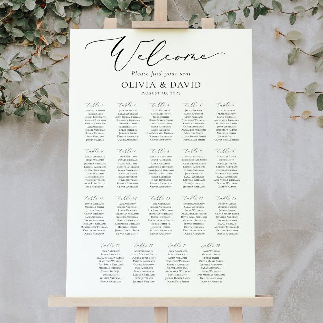 Tableau de placement de bienvenue pour 19 tables e (Créateur téléchargé)