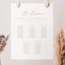 Tableau de placement de bienvenue pour 5 tables
