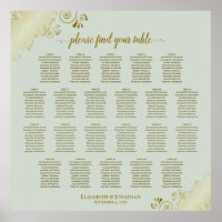 Tableau de placement de mariage 22 tables Or sur S