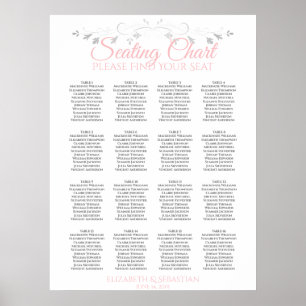 Tableau de placement de mariage à 16 tables Rose &