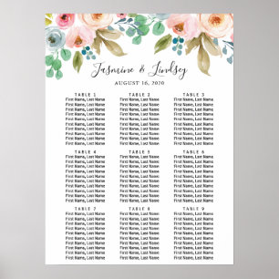 Tableau de placement de mariage à 9 tables Floral 