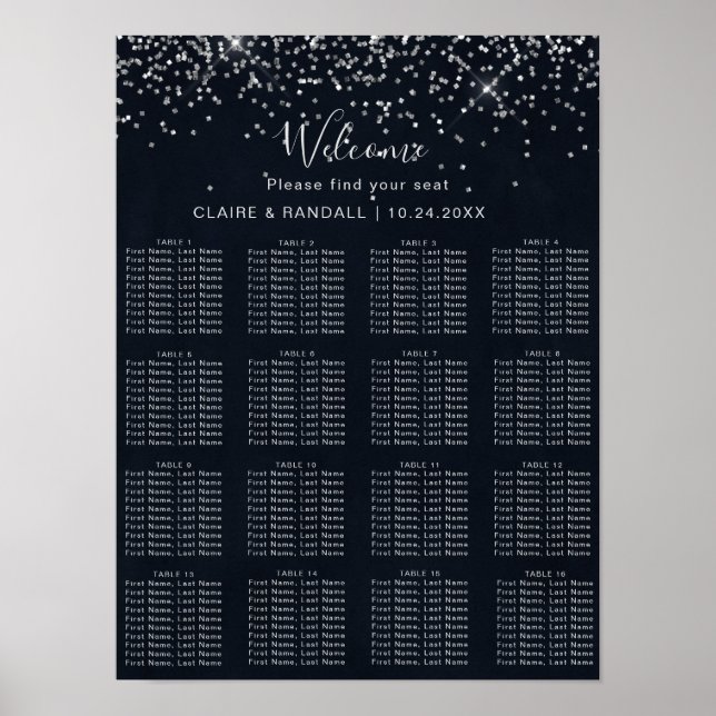 Tableau de placement de mariage à calligraphie ave (Devant)