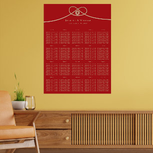 Tableau de placement de mariage à double bonheur N