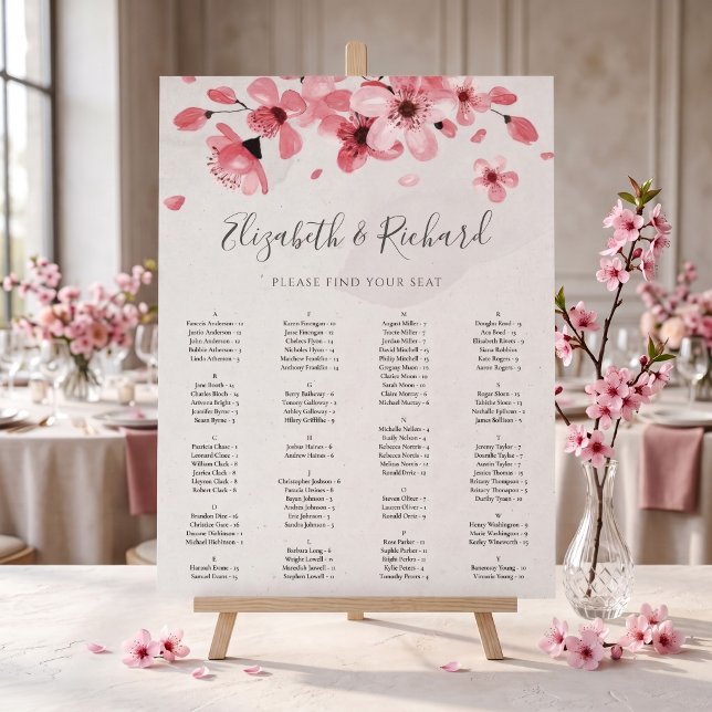 Tableau de placement de mariage à fleurs roses de  (Créateur téléchargé)