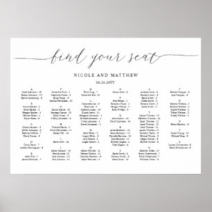 Tableau de placement de mariage alphabétique éléga