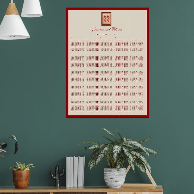 Tableau de placement de mariage chinois Double Bon (Salon 1)