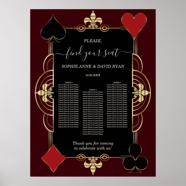 Tableau de placement de mariage de casino Bourgogn (Devant)