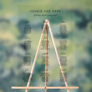 Tableau de placement de mariage en acrylique moder