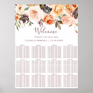 Tableau de placement de mariage floral boho classi