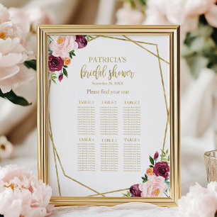 Tableau de placement de mariage floral bordeaux ro