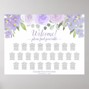 Tableau de placement de mariage floral lavande 25