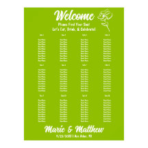 Tableau de placement de mariage floral vert citron