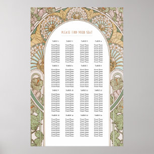 Tableau de placement de mariage inspiré de l'Art n