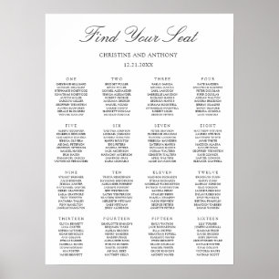 Tableau de placement de mariage noir et blanc Old