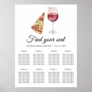 Tableau de placement de mariage vin et pizza aquar