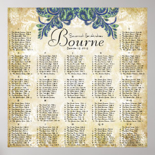 Tableau de placement de réception couleurs paon Pa