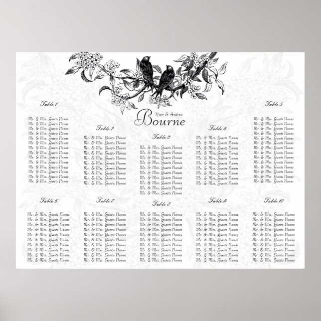Tableau de placement des invités de mariage Oiseau (Devant)