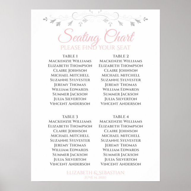 Tableau de placement des invités de mariage simple (Devant)