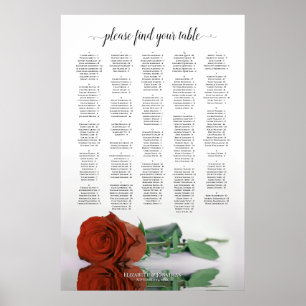 Tableau de siège alphabétique Chic Rose orange rou