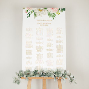 Tableau de siège alphabétique floral élégant