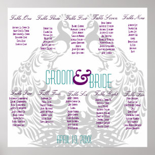 Tableau de siège de la réception de mariage - Thèm