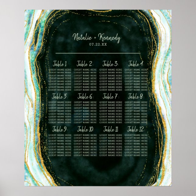 Tableau de siège du Mariage de l'Agate d'Or Vert t (Devant)