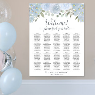 Tableau de siège Mariage de 20 tables bleu-poussié