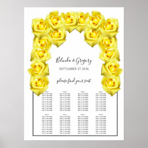 Tableau de siège Mariage de roses jaunes