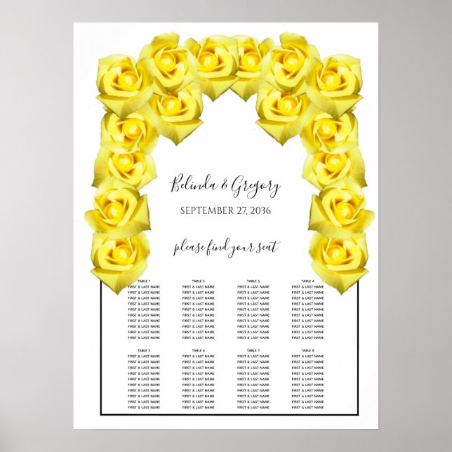 Tableau de siège Mariage de roses jaunes (Devant)