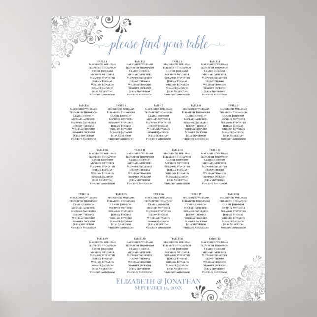 Tableau de siège Mariage de table Frilly 22 Blanc  (Devant)
