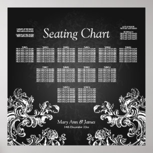 Tableau de siège mariage Flèches Vintages 2 Noir