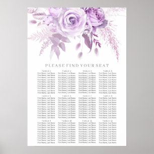 Tableau de siège Mariage floral violet enchanté