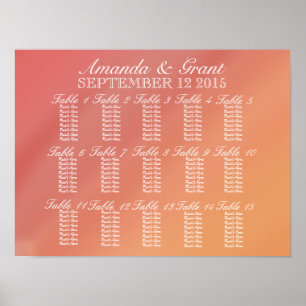 Tableau de sièges à fond rose et orange