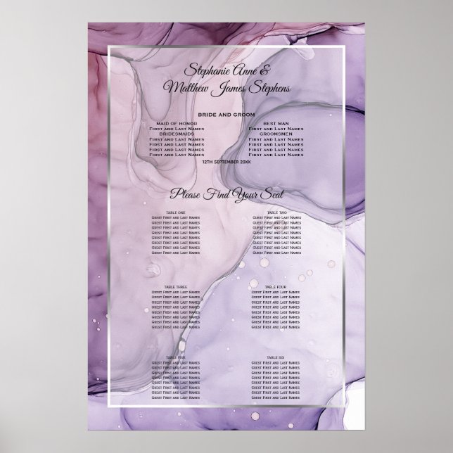 Tableau de sièges Abstraits du Rose Lavender perso (Devant)