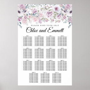 Tableau de sièges de Mariage à 15 tables blanc vio