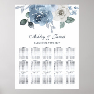 Tableau de sièges de Mariage Floral Dusty Blue