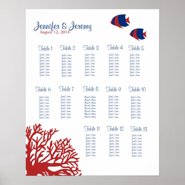 Tableau de sièges de poissons tropicaux bleu et ro (Devant)