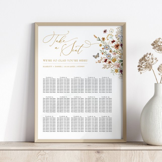 Tableau de sièges du Mariage de automne Fleur sauv (Créateur téléchargé)