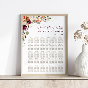 Tableau de sièges du Mariage du Jardin Fleur sauva
