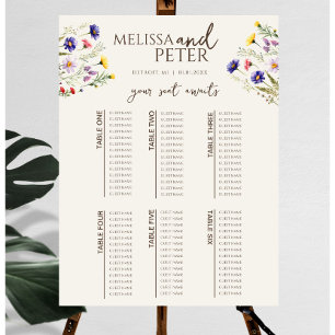Tableau de sièges du Mariage fleur sauvage