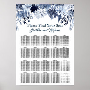 Tableau de sièges Mariage bleu-poussiéreux à 20 ta