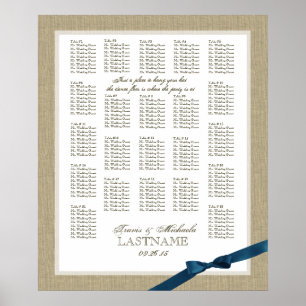 Tableau de sièges Mariage Burlap et Navy Blue Bow