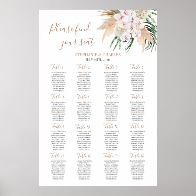Tableau de sièges Mariage chic Boho (Devant)