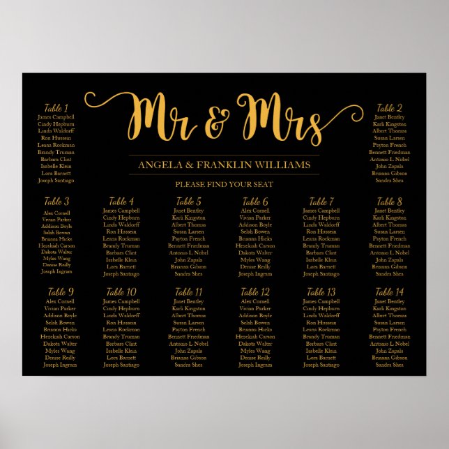 Tableau de sièges mariage, couleur Arrière - plan  (Devant)