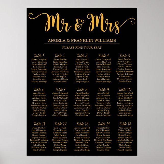 Tableau de sièges mariage, couleur Arrière - plan  (Devant)